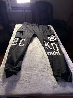 Ecko Unltd. Men's Black Fleece Cargo Jogger Sweatpants Size 2XL